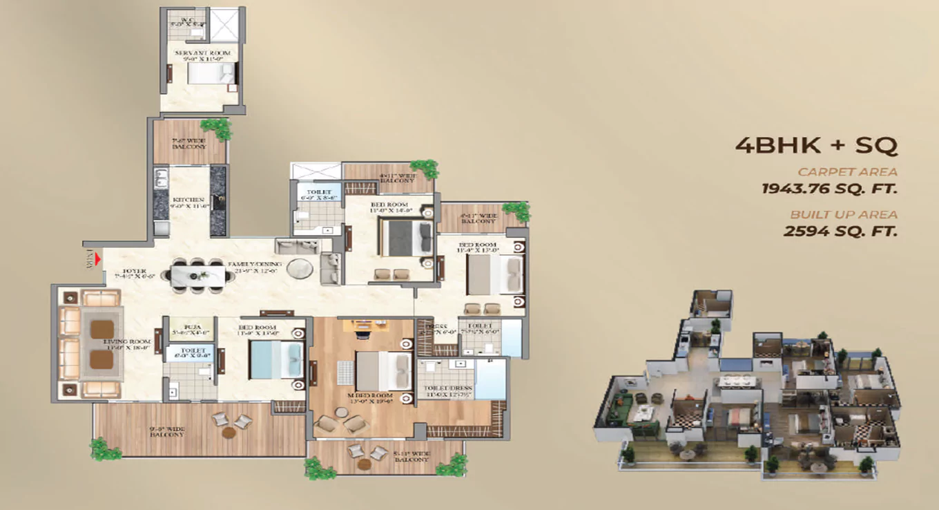 4 BHK Floor Plan