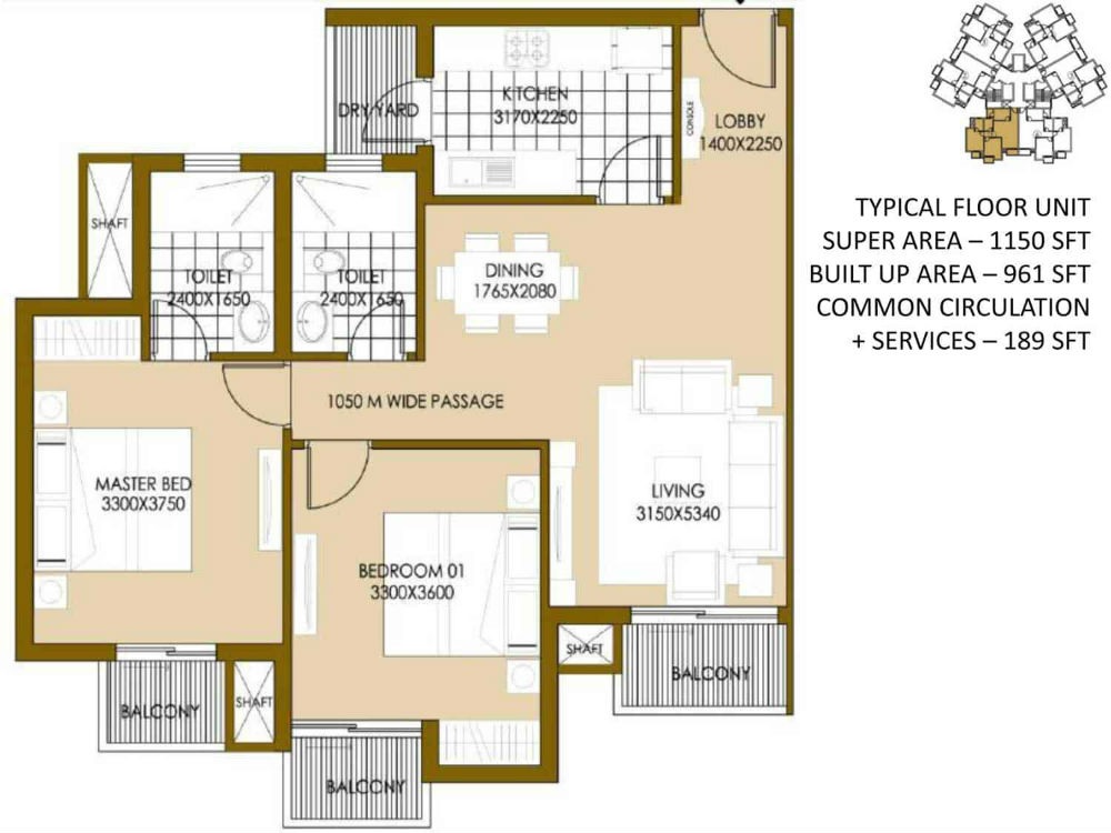 2 BHK Large Plan