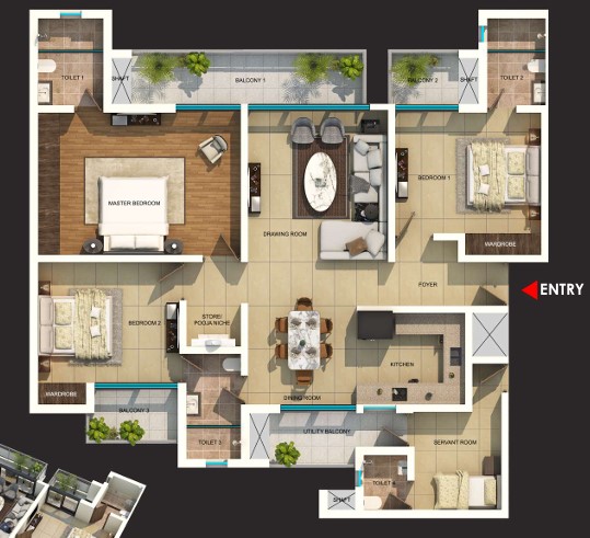 2 BHK Floor Plan