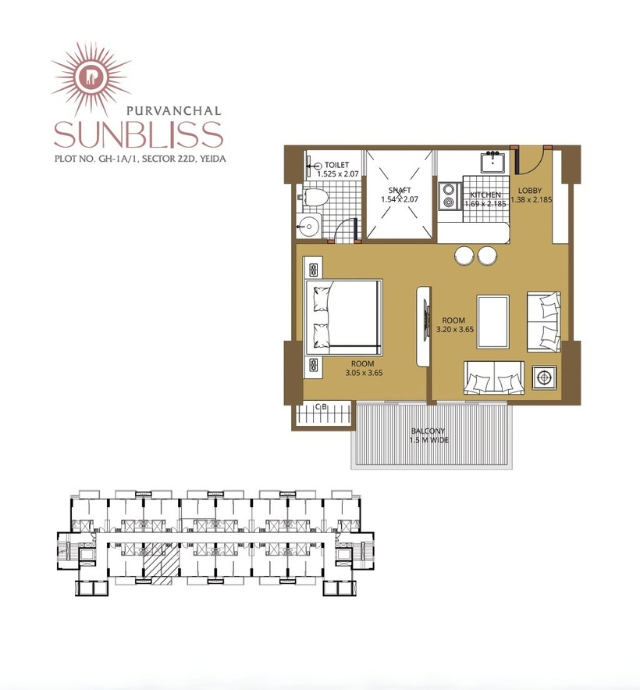 1 BHK Floor Plan